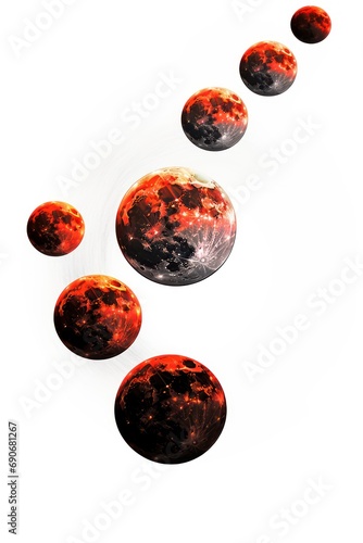 Lunar eclipse isolated on white background