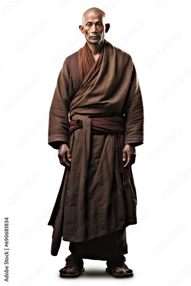 Monk isolated on white background