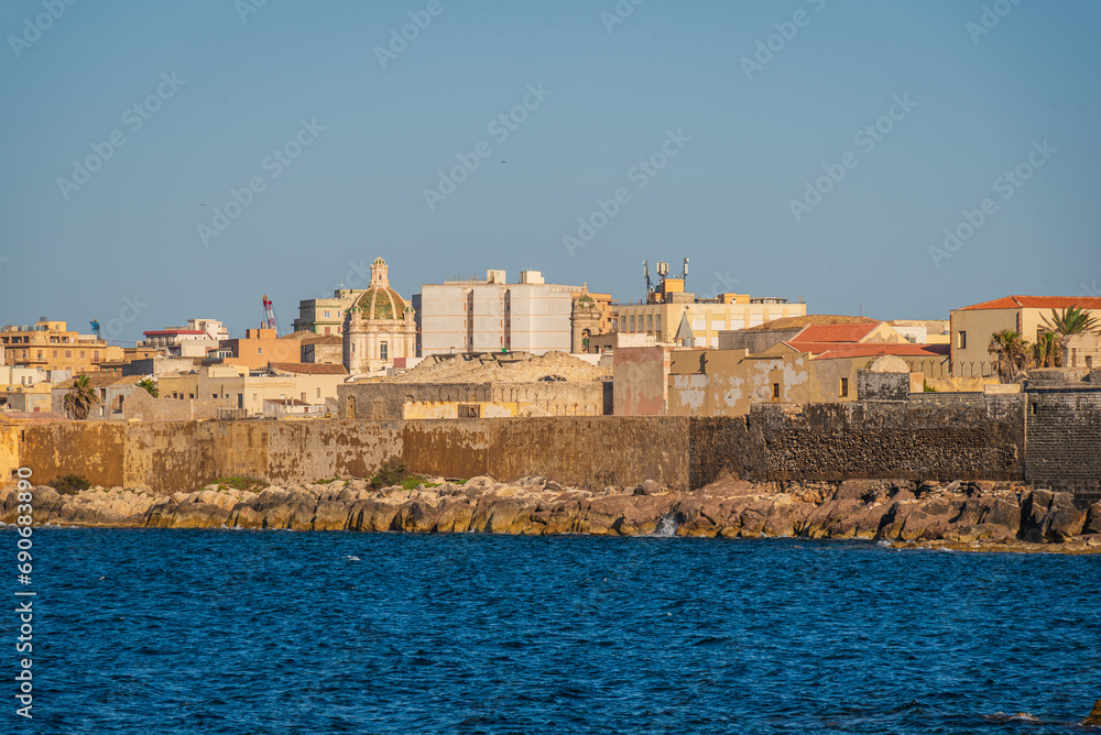 Panorama of Trapani and the Fortress, Sicily, Italy, Europe