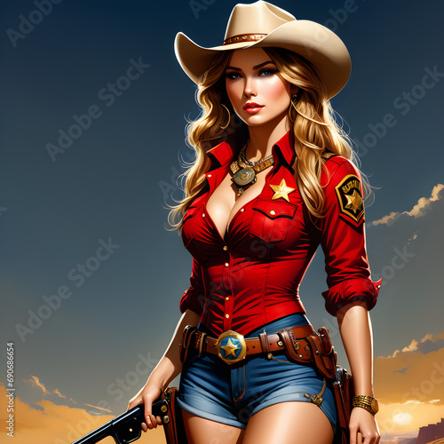 Annie was a young woman with a fit body and cleavage. She was an old western sheriff who carried a holster. Annie was a tough and fearless woman who was always ready to fight for what was right.