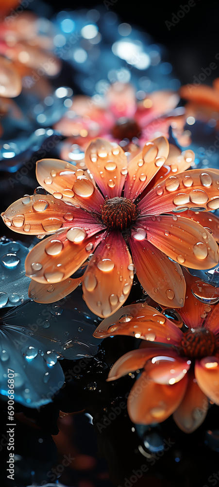 Macro shot of dewdrops on a vibrant flower petal, beautiful, wallpaper, realistic, very realistic Macro shot of dewdrops on a vibrant flower petal, beautiful, wallpaper, realistic, very realistic
