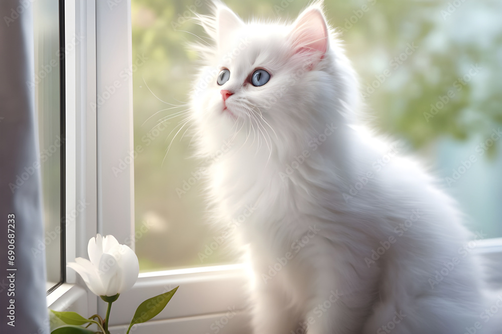 cat on the window - Ai generated