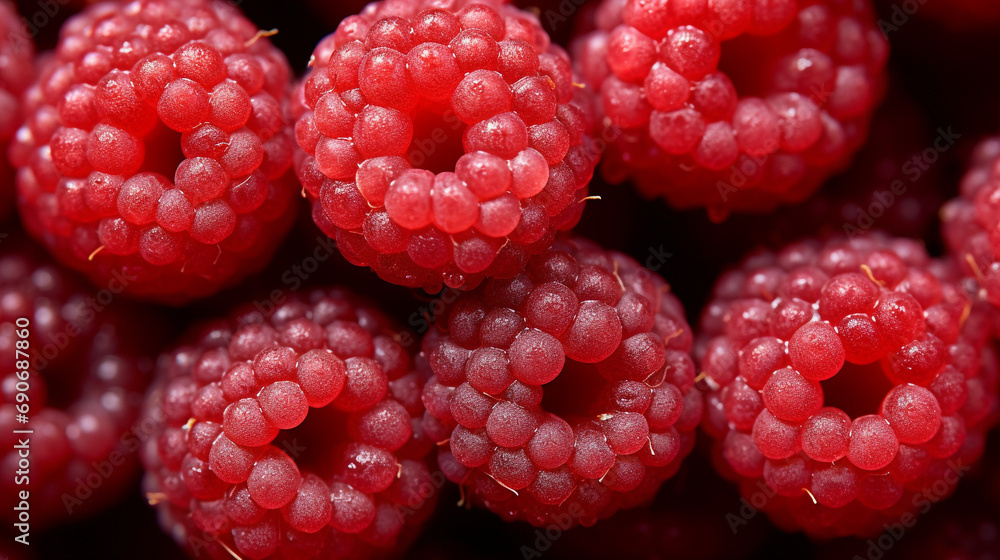 Fresh raspberries filling the entire frame, food background created with Generative Ai Fresh raspberries filling the entire frame, food background created with Generative Ai