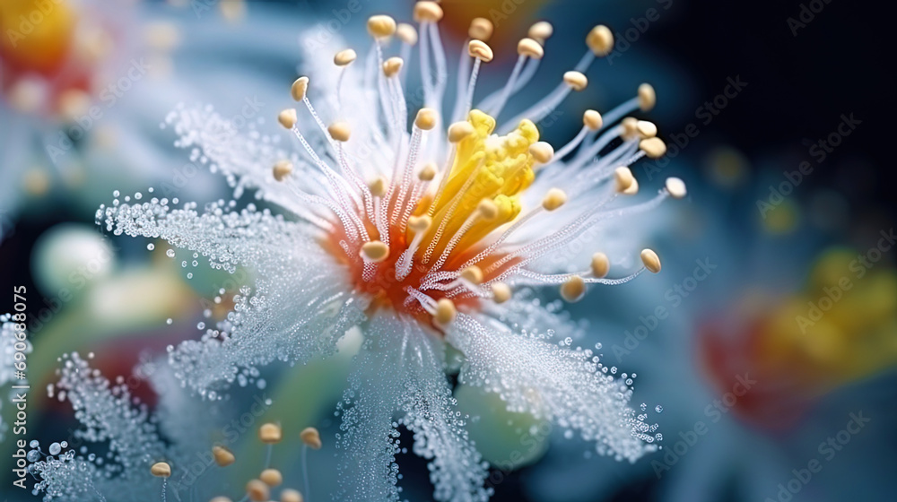 A beautiful pollen cluster on the stamens of the flower