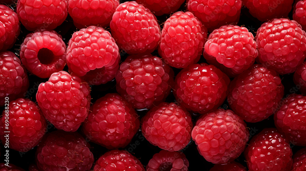Fresh raspberries filling the entire frame, food background created with Generative Ai Fresh raspberries filling the entire frame, food background created with Generative Ai