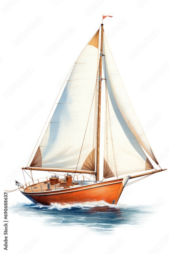 Sailing boat isolated on white background