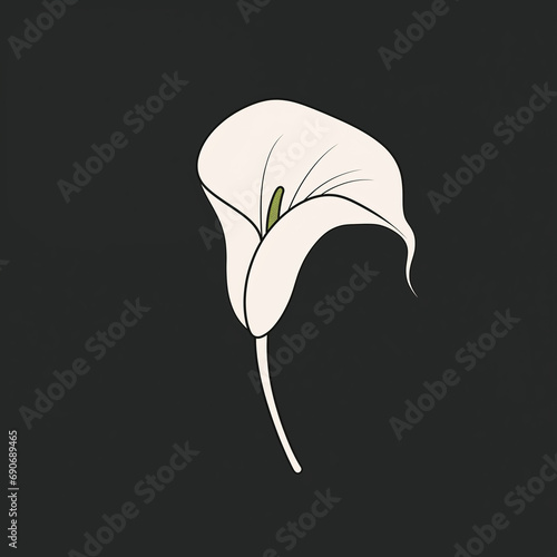 Simple graphic of Calla Lily flower. Flat clean cartoon 2D illustration style