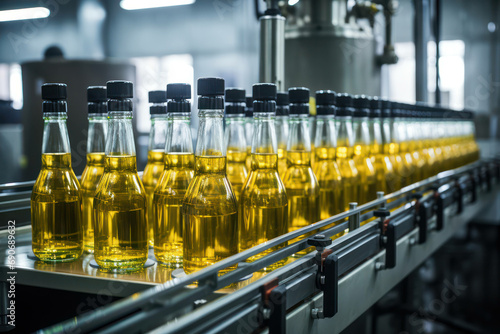 Technology industrial automation background bottled factory