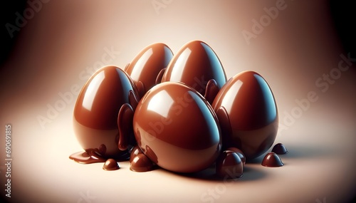 Pâques: œuf de chocolat brun, symbole alimentaire vibrant, riche en couleur, capturant l'essence de la fête.