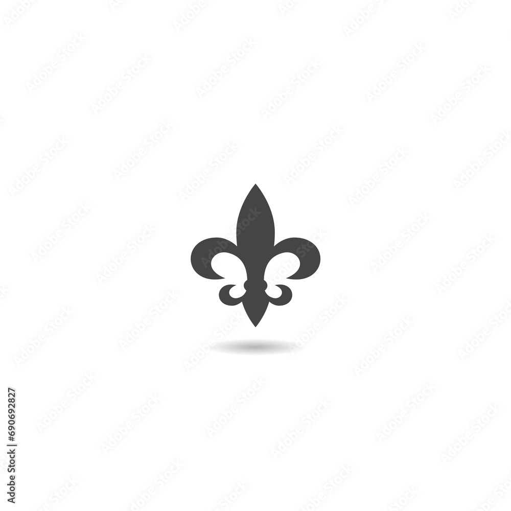 Fleur de lis icon with shadow Fleur de lis icon with shadow