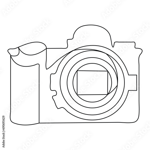 Continuous one line art drawing of camera sketch and outline vector illustration minimalism design