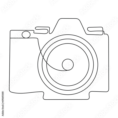 Continuous one line art drawing of camera sketch and outline vector illustration minimalism design