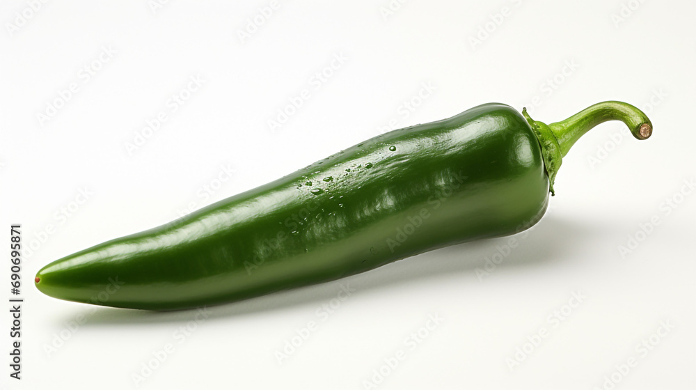 Green chili pepper jalapeno on white copy space created with Generative Ai Green chili pepper jalapeno on white copy space created with Generative Ai