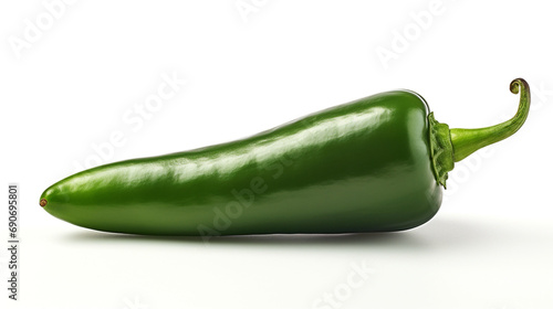 Green chili pepper jalapeno on white copy space created with Generative Ai photo