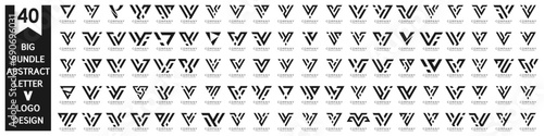 collection abstract letter V logo design. modern logotype V design with black color. vector illustration