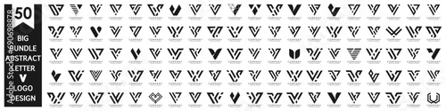 collection abstract letter V logo design. modern logotype V design with black color. vector illustration photo