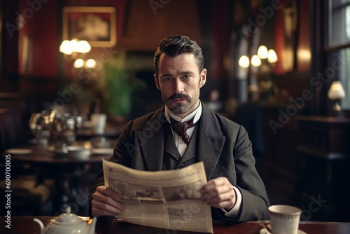 man in victorian times reading a new newspaper