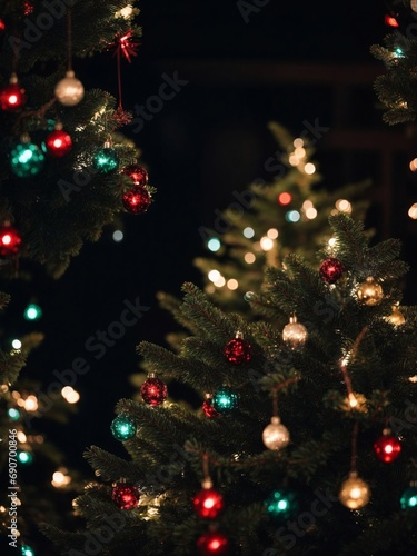 A Festive Close-Up of a Glowing Christmas Tree