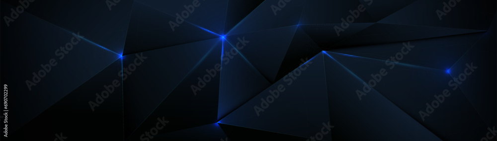 Modern abstract dark blue polygon with blue laser lights background design. 3d Triangular texture banner. Modern futuristic hi-technology concept Modern abstract dark blue polygon with blue laser lights background design. 3d Triangular texture banner. Modern futuristic hi-technology concept