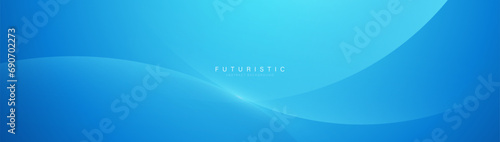 Blue abstract banner with simply smooth curve shapes background. Trendy blue minimal clean banner. Banner Vector photo
