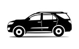 family luxury car in silhouette, transportation equipment icon