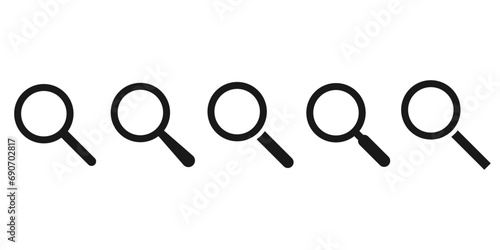 Magnifying glass icon set. Search icons. Vector magnifier or loupe sign.