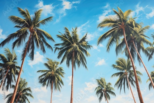 Wallpaper Mural A painting of palm trees against a blue sky Torontodigital.ca