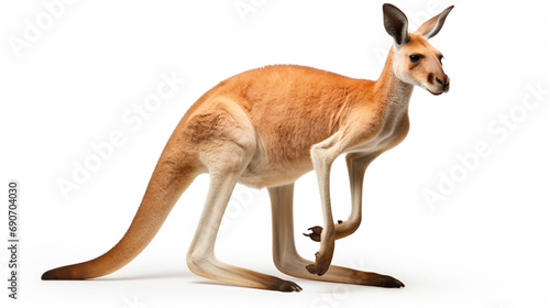 Red kangaroo on white background. generative ai