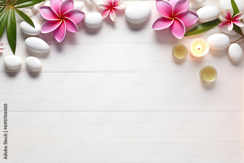 Spa treatment aromatherapy with candles, Stones and flowers for relax wellness. Spa treatment aromatherapy with candles, Stones and flowers for relax wellness.