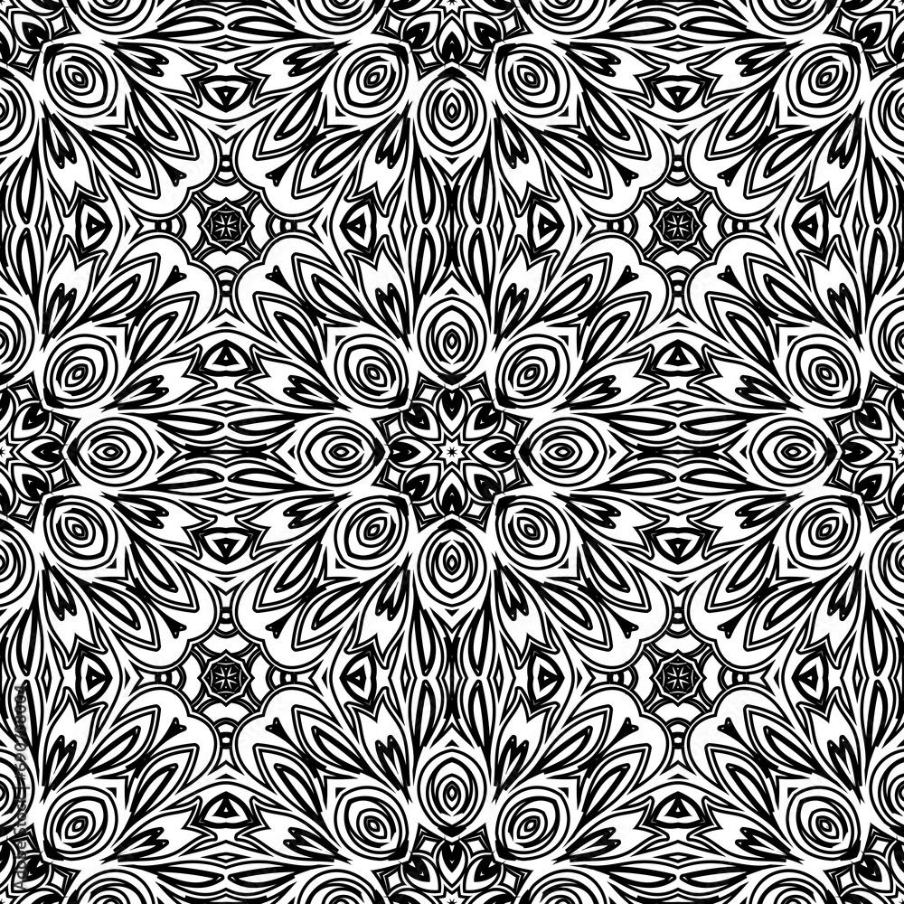 Fototapeta premium Abstract geometric floral pattern. A seamless background, vintage texture.