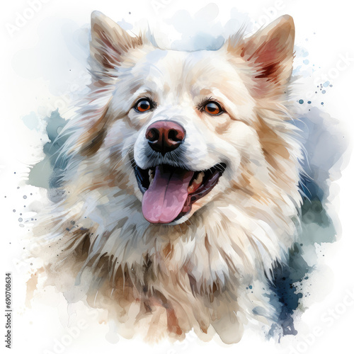 watercolor American Eskimo Dog clipart, Generative Ai © creativeproartist