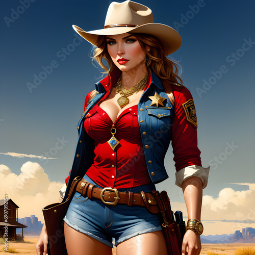 Annie was a young woman with a fit body and cleavage. She was an old western sheriff who carried a holster. Annie was a tough and fearless woman who was always ready to fight for what was right.