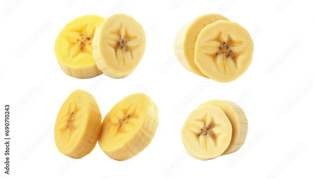 sliced banana isolated on transparent background cutout sliced banana isolated on transparent background cutout