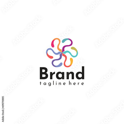 brand identity commercial network collection social round shape vector template