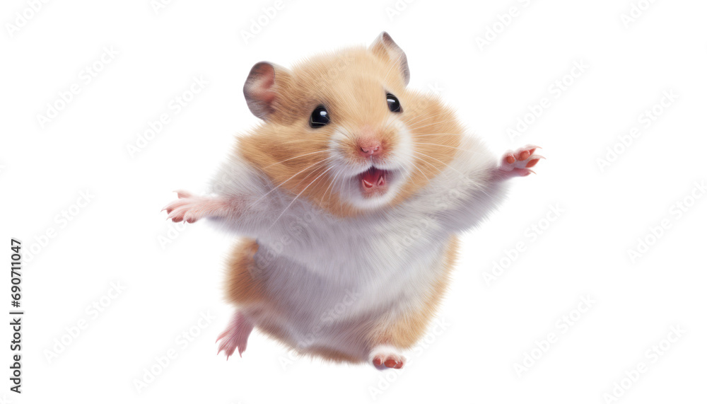 flying hamster isolated on transparent background cutout