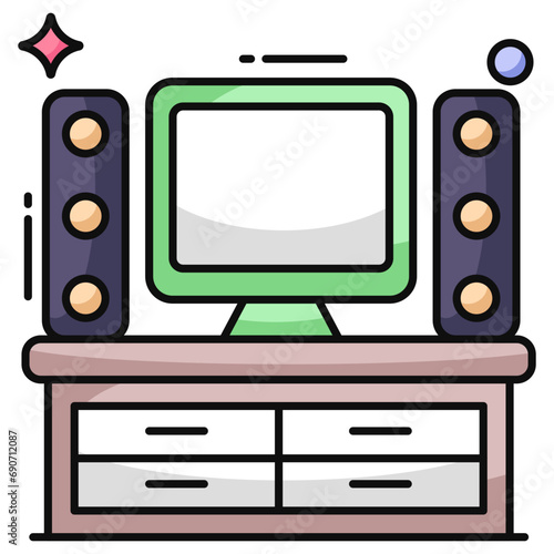 Modern design icon of home theater
