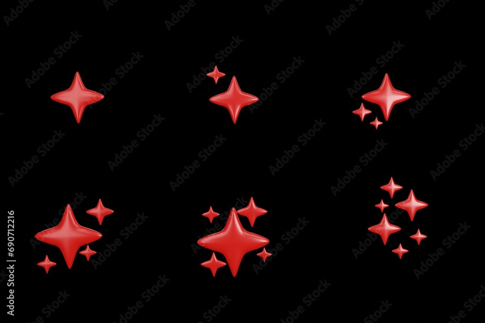 set of red and black stars set of red and black stars