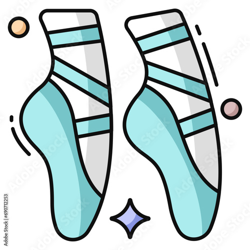 A flat design icon of ballet shoes