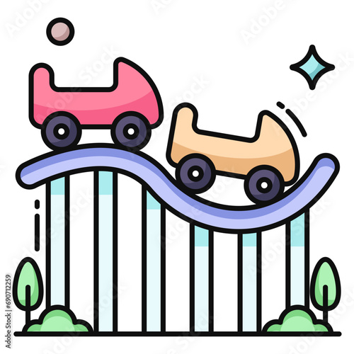 Modern design icon of roller coaster 