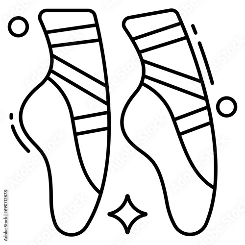 A flat design icon of ballet shoes