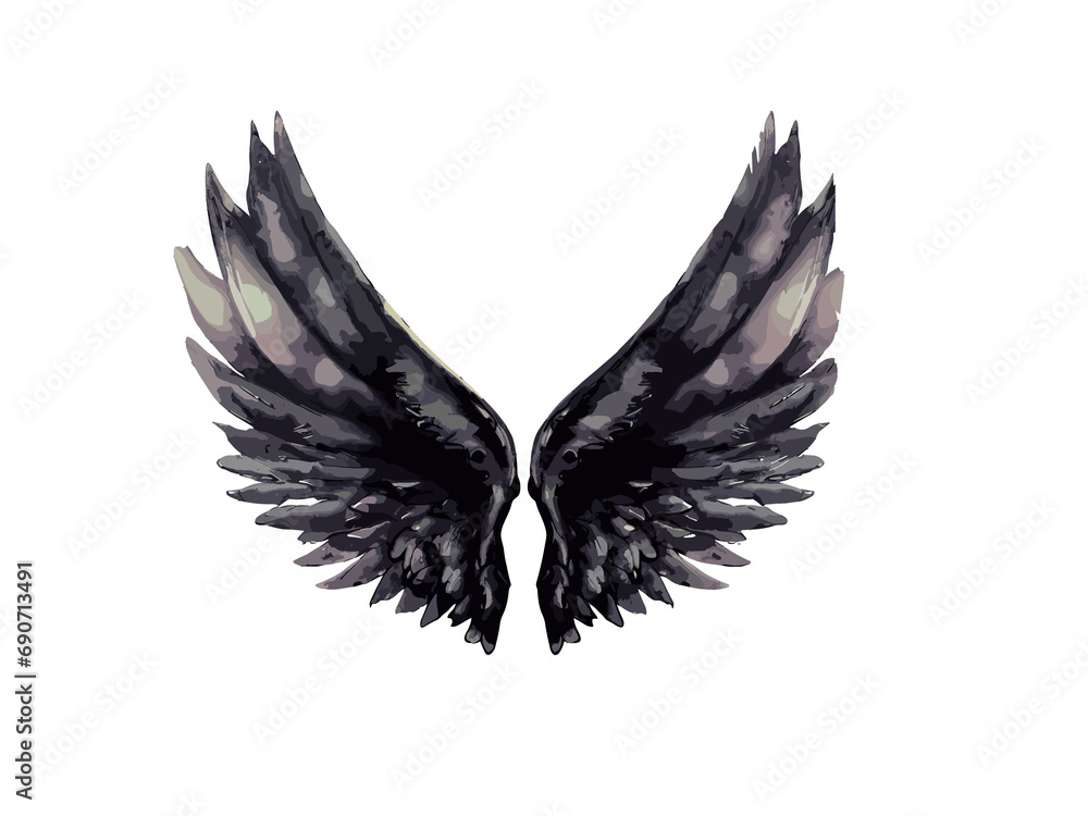 Naklejka premium Watercolor Wings, Fairy, 3D, Vector Illustration Clipart.