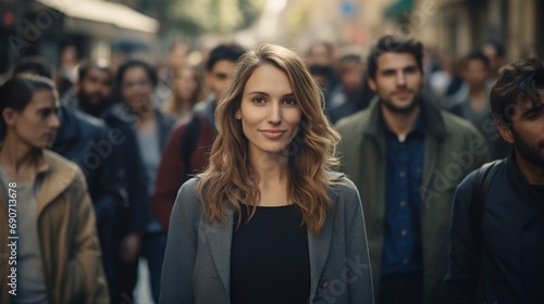 Wallpaper Mural A group of people standing on the street attentively Torontodigital.ca