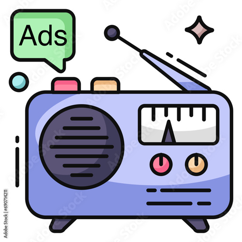 A unique design icon of radio ad