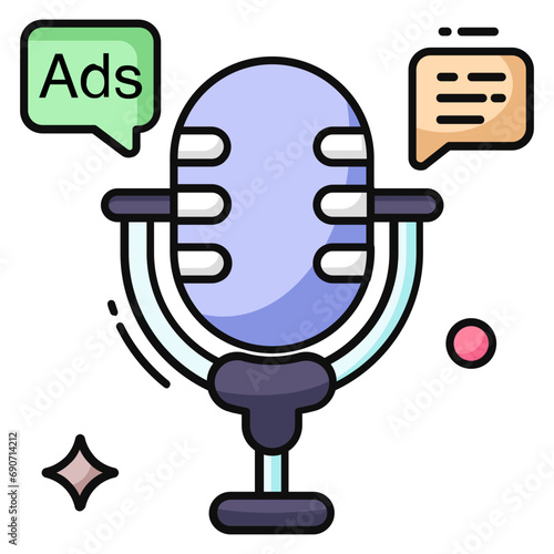 An icon design of microphone ad