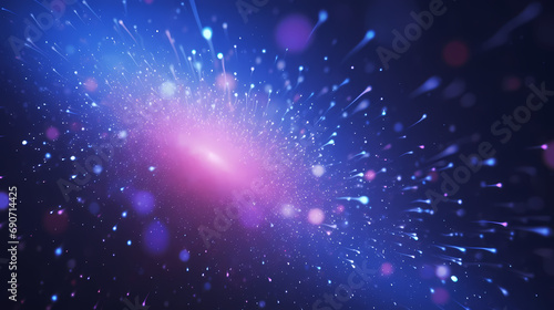 Colorful shiny blue and pink particles. Abstract holiday background. Fantastic light effect. Digital fractal art. 3d rendering.