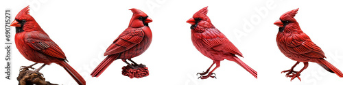 Red Winter Cardinal Figurine Hyperrealistic Highly Detailed Isolated On Transparent Background Png File