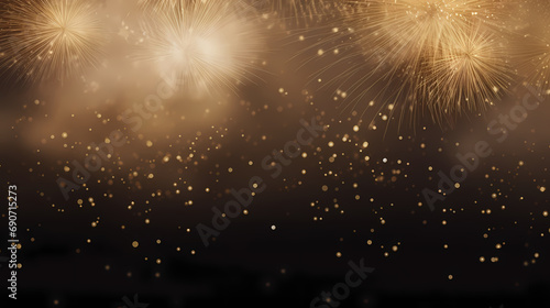 Golden fireworks background for a New Year celebration, layout for new year wishes and celebration background with copy space for text © jiejie