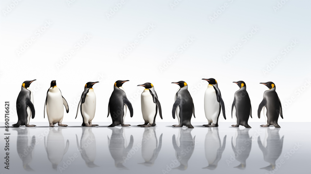Obraz premium a group of penguins marching in a row