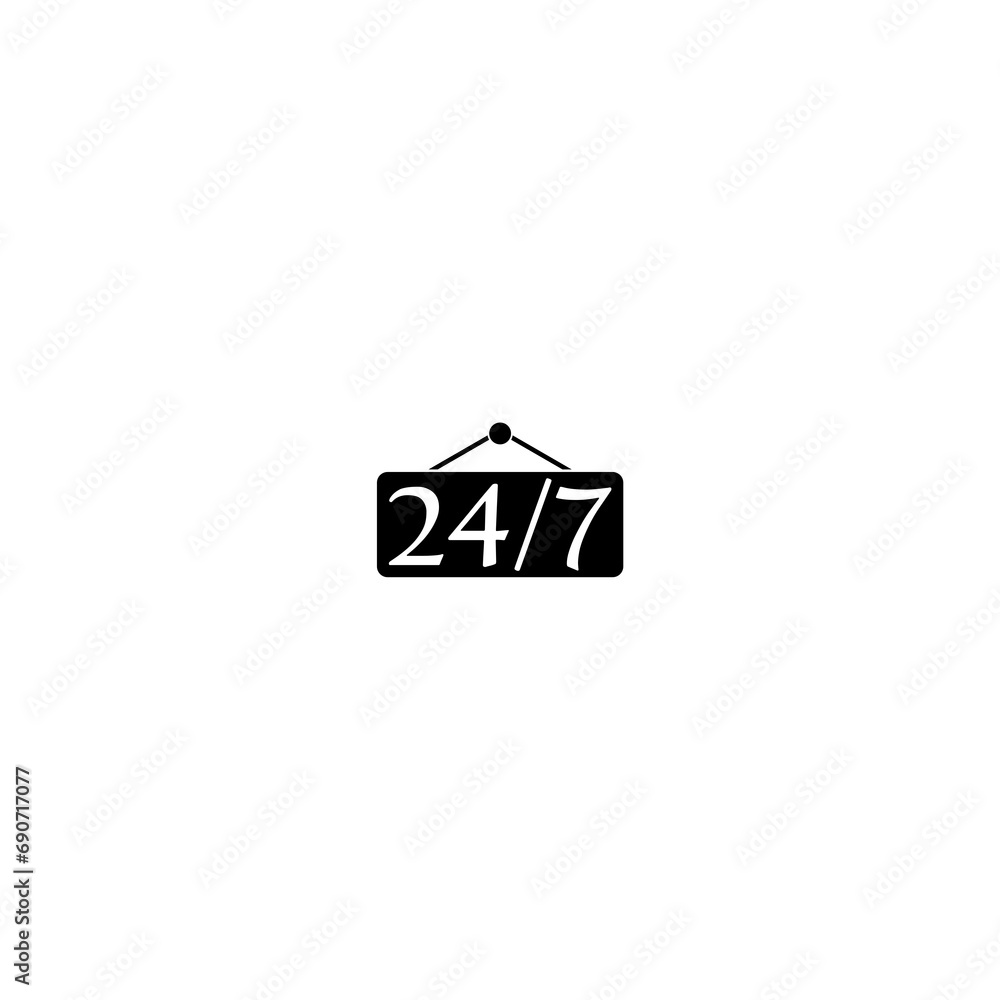 24 7 icon isolated on white background 24 7 icon isolated on white background