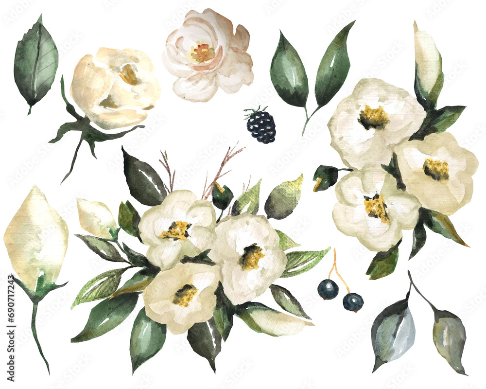 Obraz premium Wedding Flowers Watercolor clipart